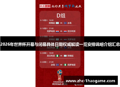 2026年世界杯开幕与闭幕具体日期权威解读一览安排说明介绍汇总